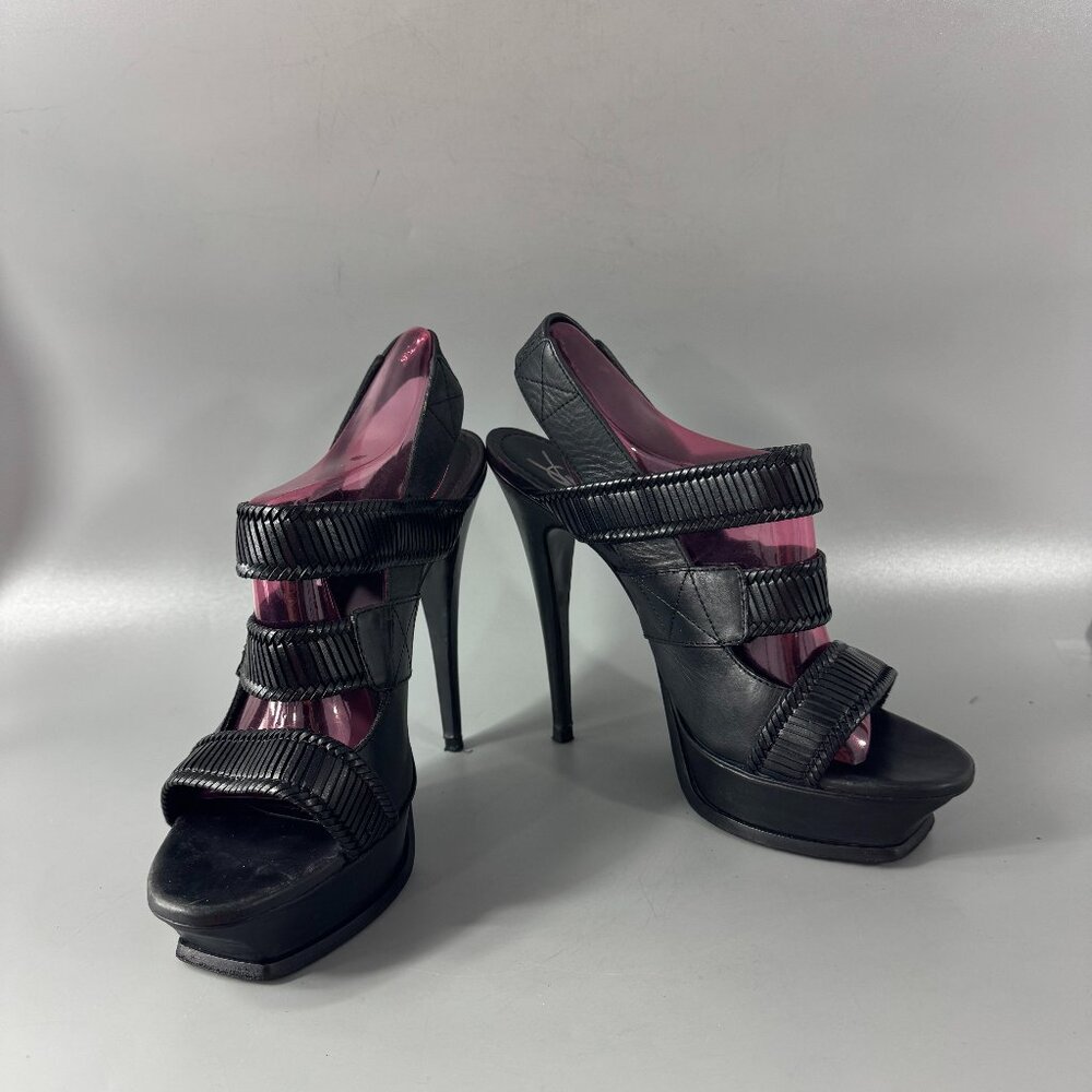Authentic Yves Saint Laurent Rive Gauche Leather Slingback Sandals, Size 41.5